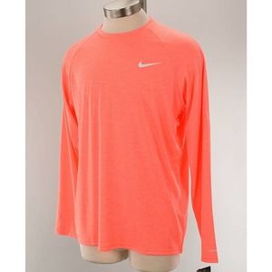 NIKE Men's Bright Mango Orange Hydroguard Long Sleeve Swim Tee Shirt MEDIUM NWT